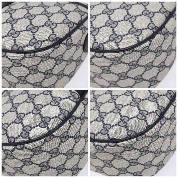 GUCCI GG Supreme Sherry Line Shoulder Bag PVC Navy Gold Red Auth 139821 - Picture 14 of 16